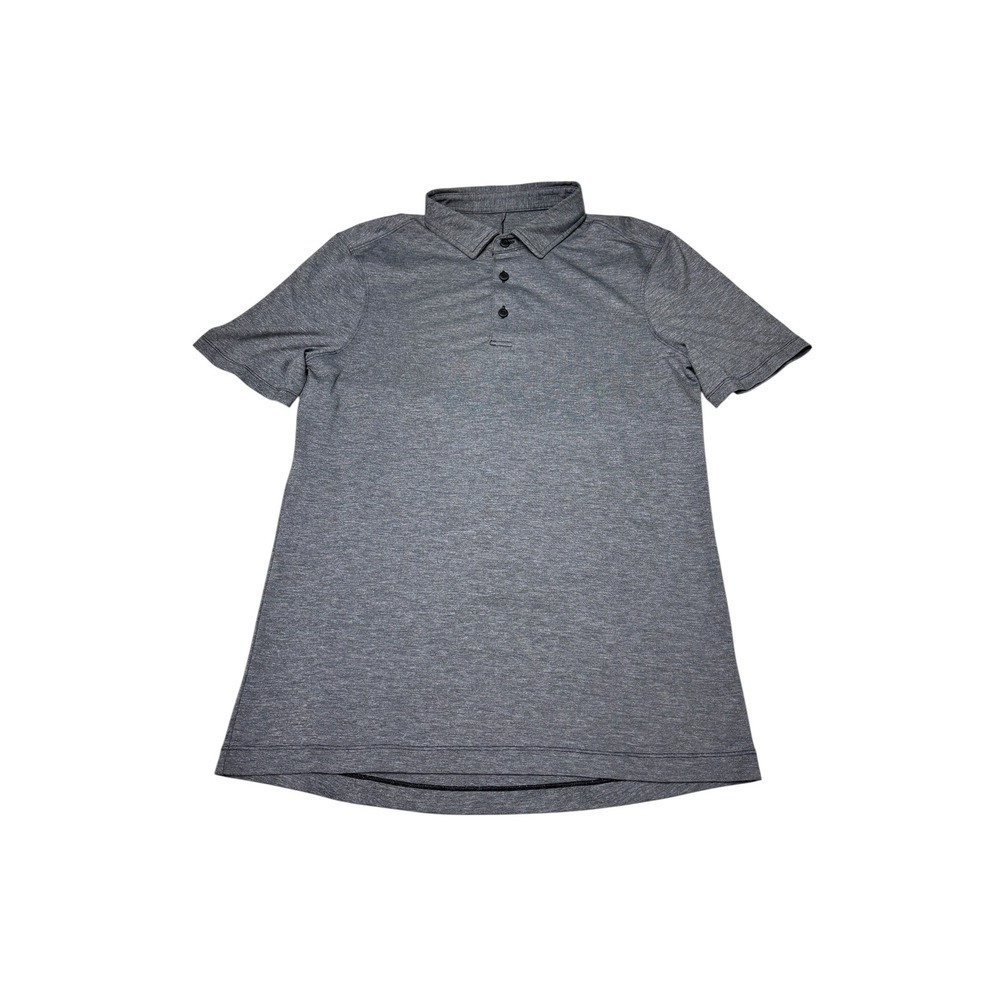 Lululemon Mens Evolution Polo Shirt Heathered Charcoal Grey Short Sleeve Size M